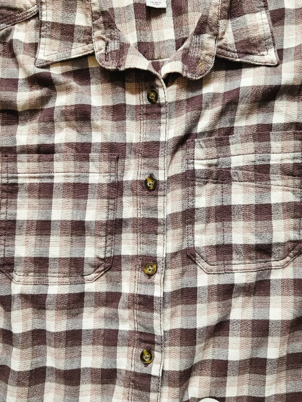 Carhartt Womens Medium Rugged Flex Plaid Flannel Shirt Brown Tan Button Up M 8 1 - Picture 4 of 9